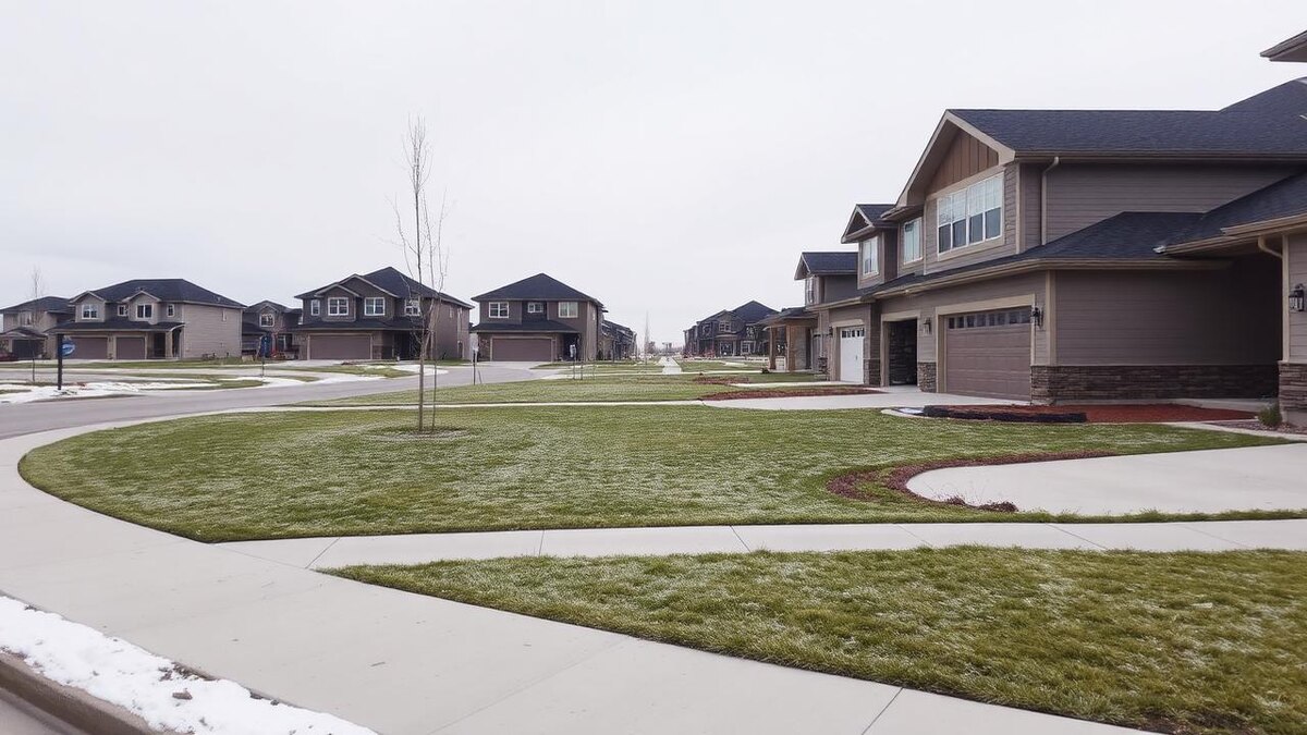 Residential street in Sexsmith, Alberta after a snowfall